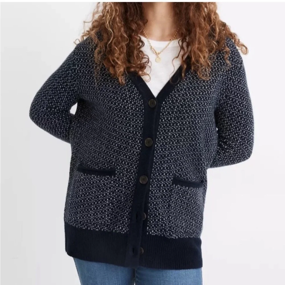 Madwell Bird's Eye Maysfield Cardigan Sweater in Coziest Yarn